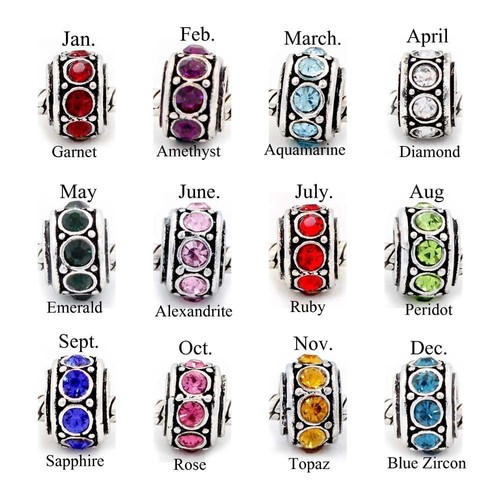 European birthstone charm - european,